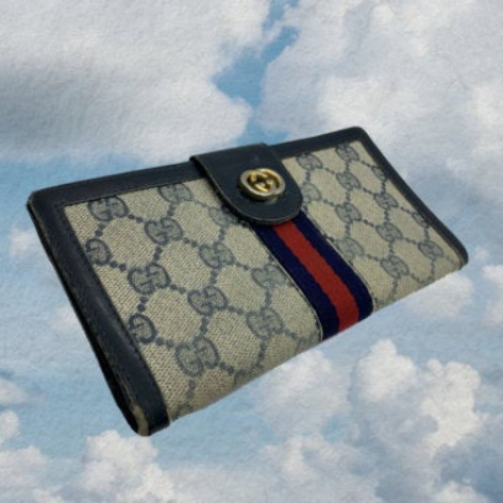 GUCCI 70s Navy Supreme Web Women's Wallet